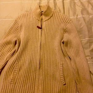 Vintage Ralph Lauren waffle  tan zip up sweater size xl